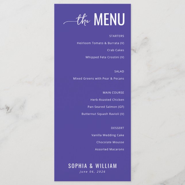Modelo de Menu Roxo Elegante (Frente)