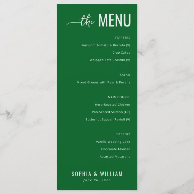 Modelo de Menu Verde Elegante (Frente)