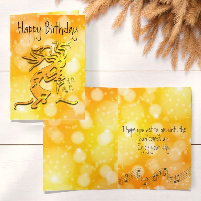 Modelo de Notas Musicais Merrymaker Kokopelli (Cover and inside greeting template Kokopelli )