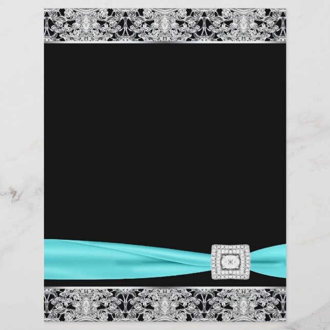 Modelo de panfleto azul turquesa prateado elegante (Frente)