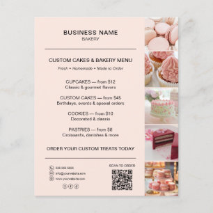 Modelo de Panfleto de Menu de Padaria Código QR Pê