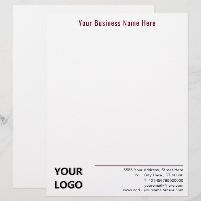 Modelo de Papel Timbrado Empresarial com Logotipo  (Frente/Verso)