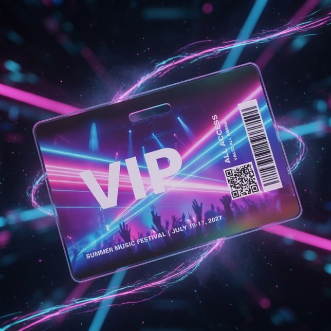 Modelo de Placa de Crachá de Acesso Total VIP Neon (Criador carregado)