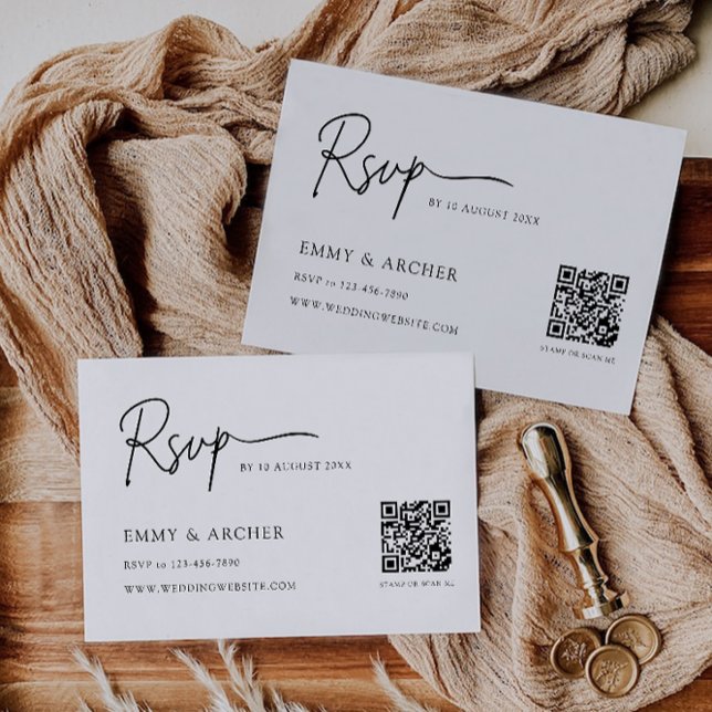 Modelo de placa RSVP de Casamento Minimalista (Minimalist Wedding RSVP Card Template)