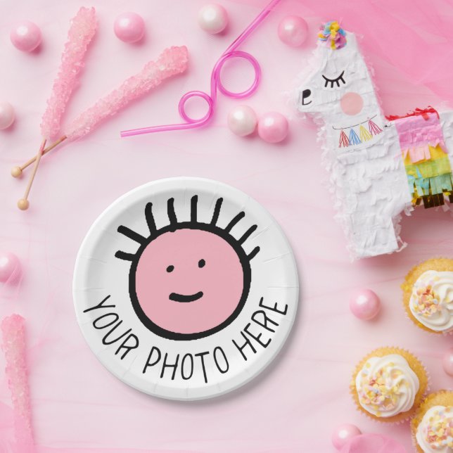 Modelo de pratos de papel para festa com foto pers (Festa)