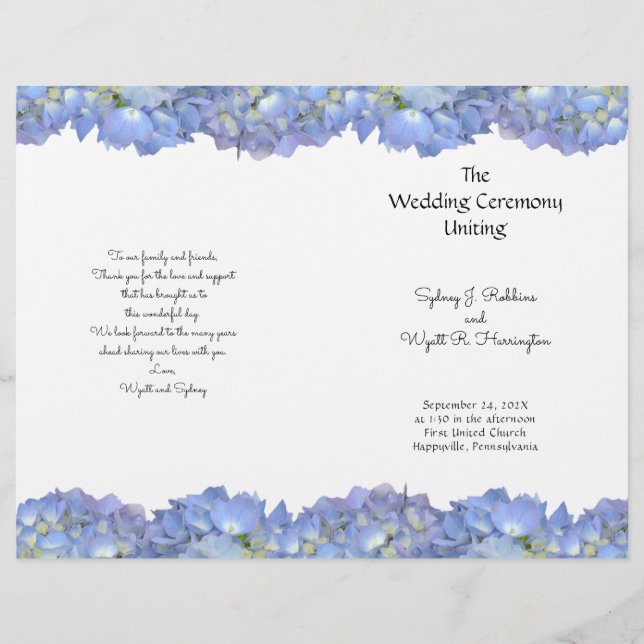 Modelo de Programa de Casamento com Flores de Hort (Frente)