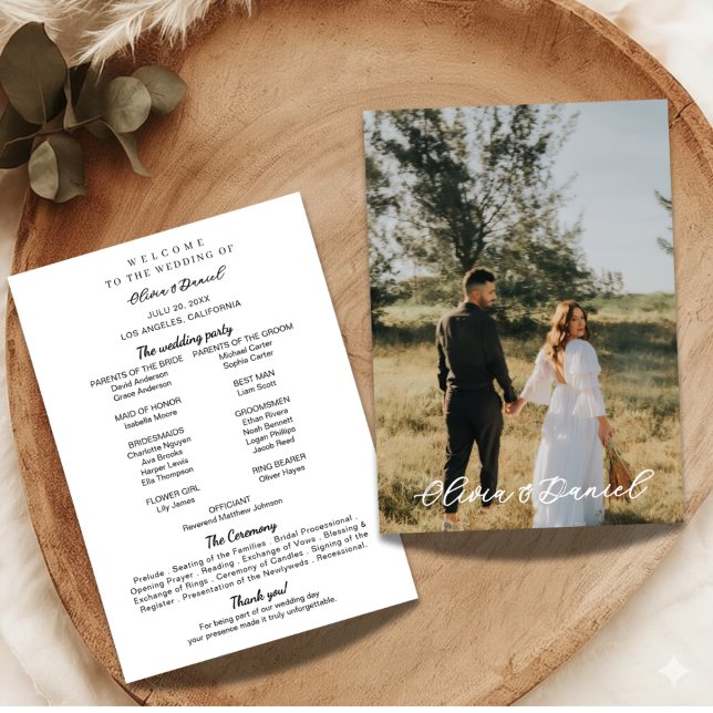 Modelo de Programa de Casamento com Foto Moderna E (Criador carregado)
