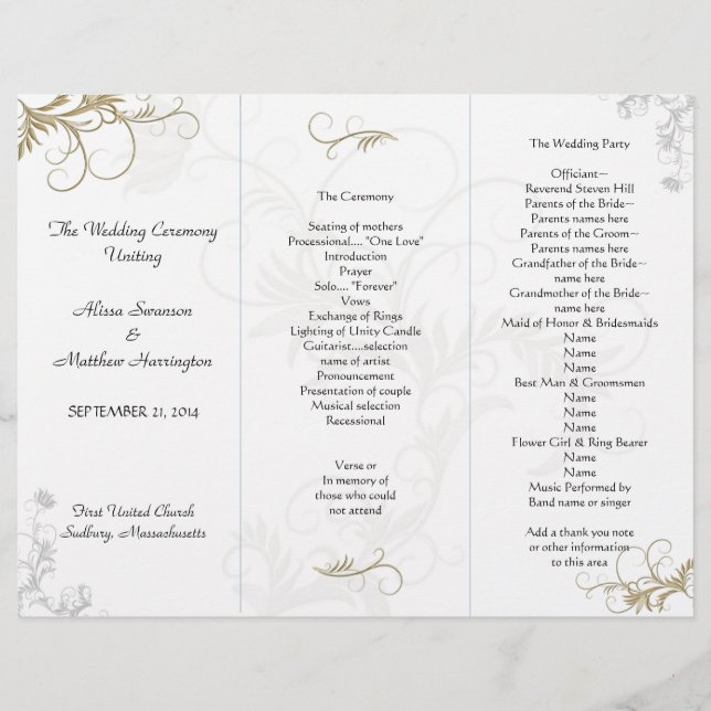 Modelo de Programa de Casamento com Trabalho de Ro (Frente)