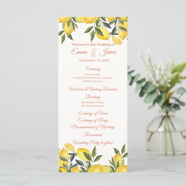 Modelo de Programa de Casamento Personalizado Lemo (Em pé/Frente)