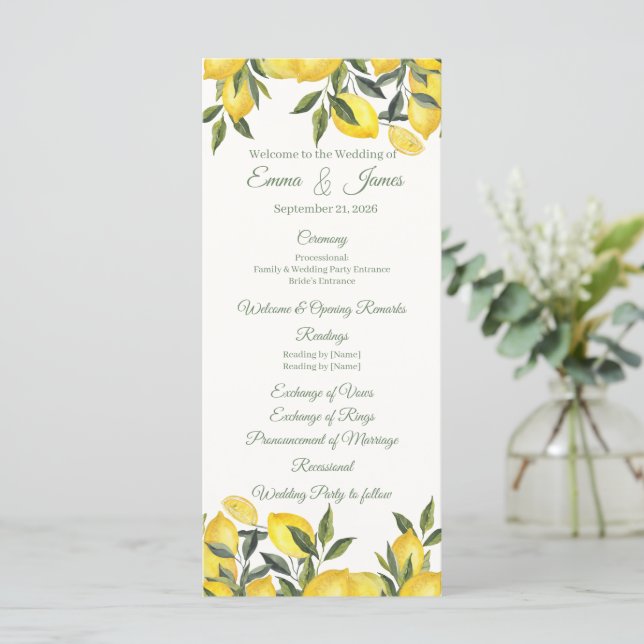 Modelo de Programa de Casamento Personalizado Lemo (Em pé/Frente)