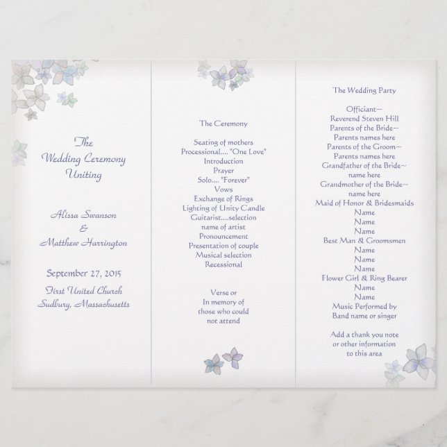 Modelo de Programa de Casamento Tri-Fold de Arte d (Frente)