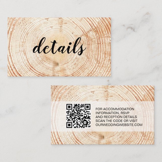 Modelo de QR code de detalhes de casamento rústico (Frente/Verso)