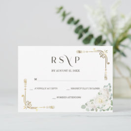 Modelo de Resposta de Casamento em Ouro Elegante P