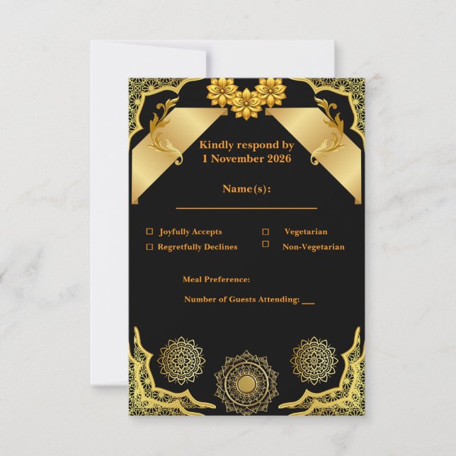 Modelo de Resposta Preto Ornamentado Elegante (Frente)
