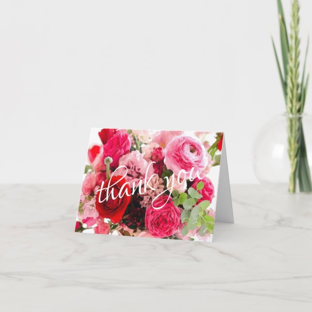 Modelo de Rosas Aquarela Obrigado Letra à Mão (Frente)