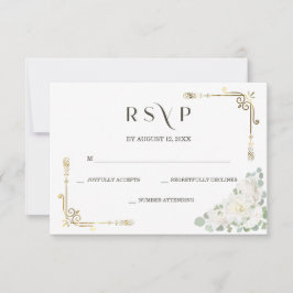 Modelo de RSVP de Casamento Dourado Elegante Perso