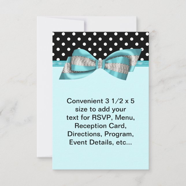 Modelo de RSVP em azul-teal com bolinhas pretas (Frente)