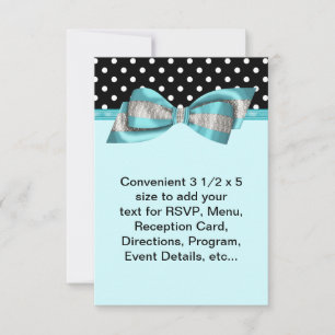 Modelo de RSVP em azul-teal com bolinhas pretas