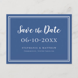 Modelo de Salvar a Data de Casamento Azul Simples 