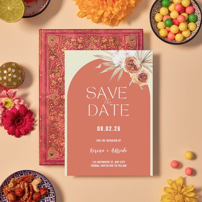 Modelo de Save the Date Floral de Arco de Terracot (Criador carregado)