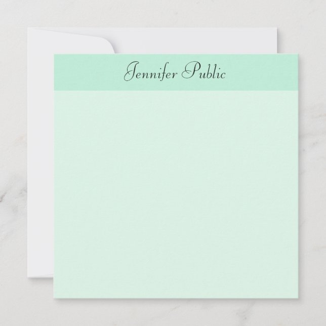 Modelo de Script Manuscrito Moderno Mint Green (Frente)
