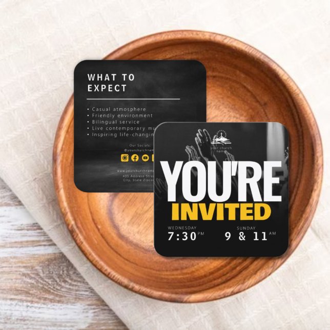 Modelo do Cartão Chamador de Convite à Igreja (Church Invite Calling Card Template)