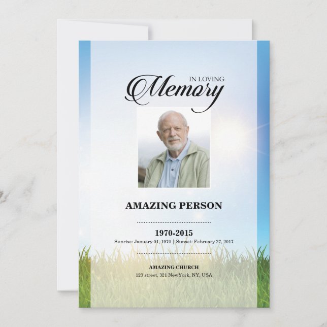 Modelo do Cartão de Oração Funeral Sky (Frente)