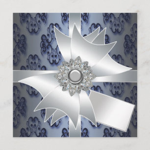 Modelo do Convite de festas marinho azul do Damasc