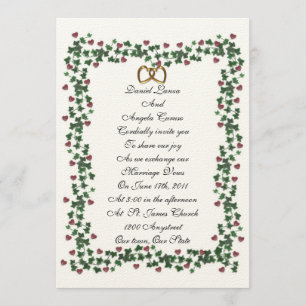 Modelo do convite do casamento da beira da hera