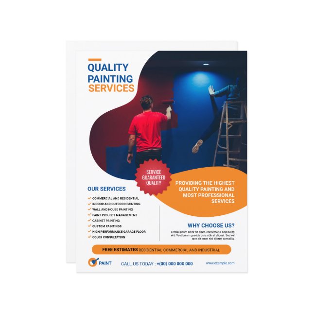 Modelo do Folheto do Serviço de Pintura (Frente/Verso In Situ)