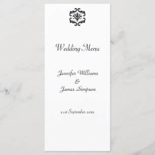 Modelo do Menu Casamento Damasco Preto e Branco