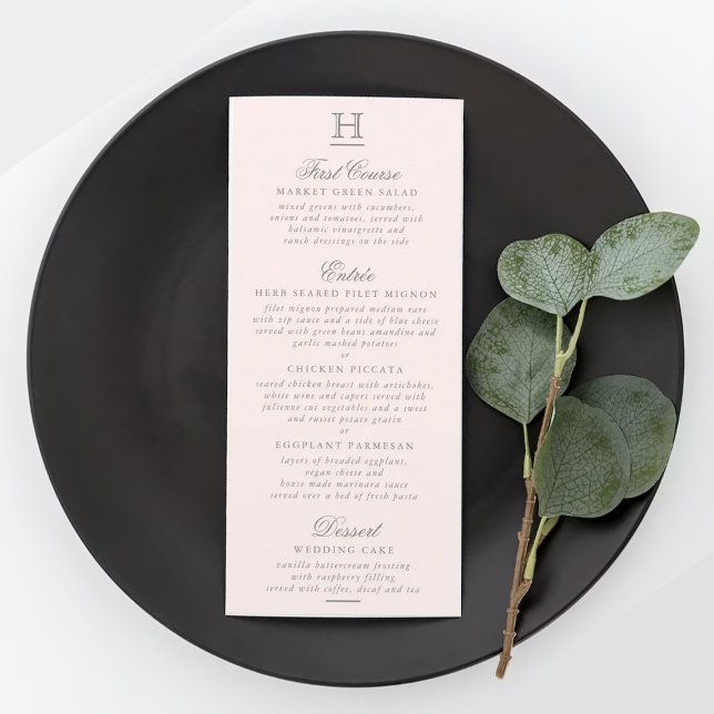 Modelo do Menu de Casamento do Pinus e Cinza Blush (Criador carregado)