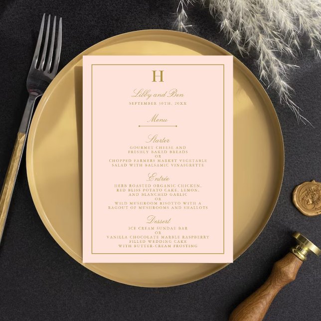 Modelo do Menu de Casamento Dourado e Cor-de-rosa- (Criador carregado)