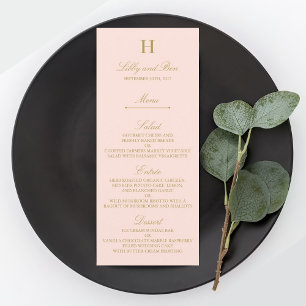 Modelo do Menu de Casamento Dourado e Cor-de-rosa-