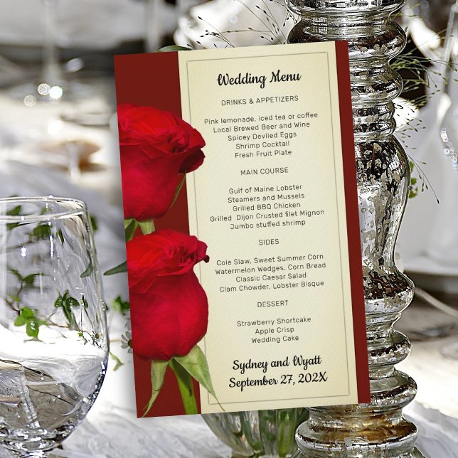 Modelo do Menu de Casamento Elegante do Rosa verme (Criador carregado)