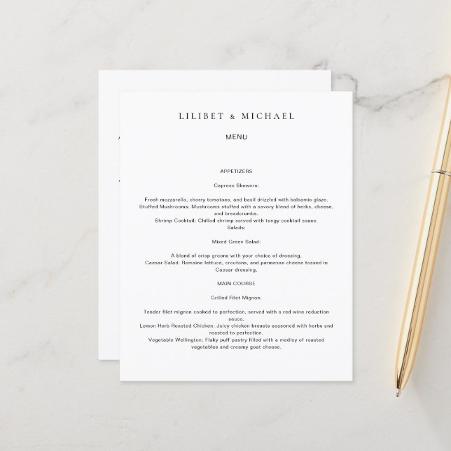 MODELO DO MENU DE CASAMENTO PERSONALIZADO - ADICIO (Frente/Verso In Situ)