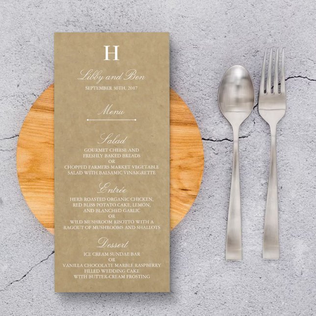 Modelo do Menu de Casamento Rustic Country Kraft (Criador carregado)
