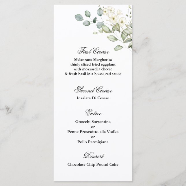 Modelo do Menu Greenery Wedding (Frente)