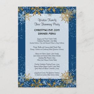 Modelo do Menu Janto da Família Azul Natal