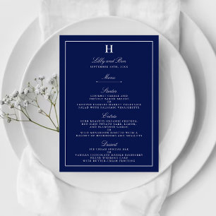 Modelo do Menu Marinho de Casamento Branco e de C