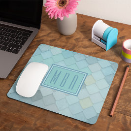 Modelo do Mousepad Monograma de Escala Azul e Verd