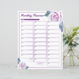 Modelo do Planejador Mensal Floral de Aquarela