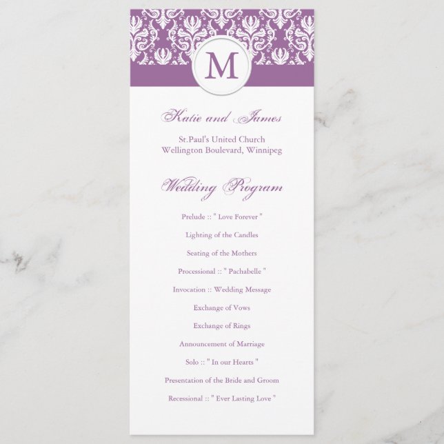 Modelo do Programa de Casamento Elegante (Frente)