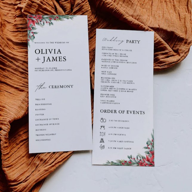 Modelo do Programa de Cerimônia de Casamento de Na (Christmas Wedding Ceremony Program Template)