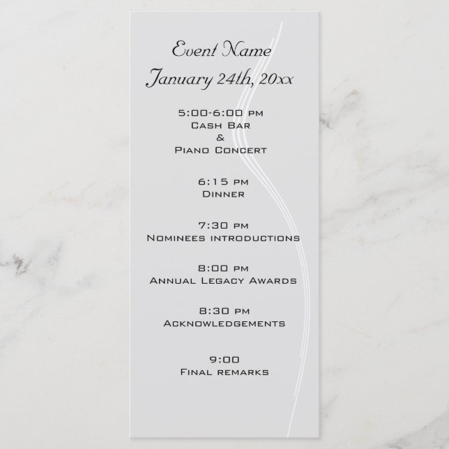 Modelo do programa de eventos - Personalizado (Frente)