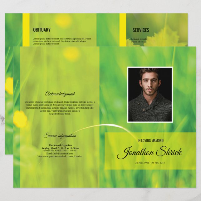 Modelo do Programa Funeral (Frente/Verso)