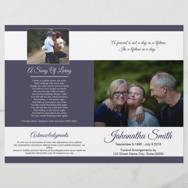 Modelo do Programa Funeral Imprimível (Frente)