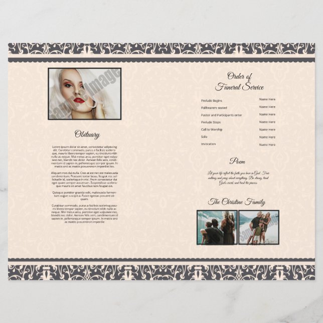 Modelo do programa funerário, (Verso)