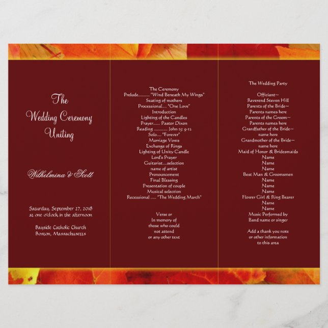 Modelo do Programa Tri-Fold do Autumn Scent Burgun (Frente)