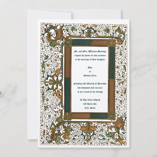 Modelo dos Convites Iluminados Medievais para Casa (Frente)